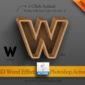 Texto De Madera 3D Accion de Photoshop