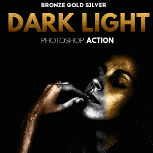 Dark Light Effect with Gold Silver and Bronze Skin Photoshop Action