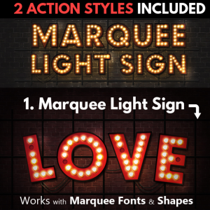 Marquee Lights and Showtime Sign Photoshop Actions